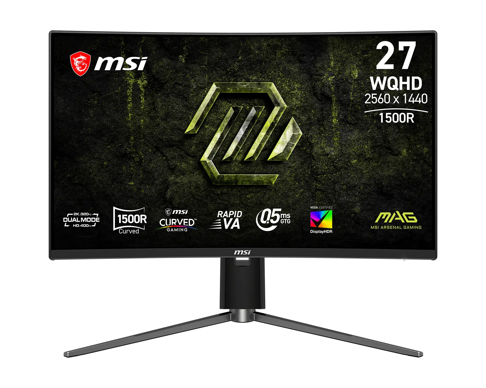 Monitor Gamer MSI MAG 274CQPDF X32 27″ WQHD curvo 320Hz Rapid VA — Negro